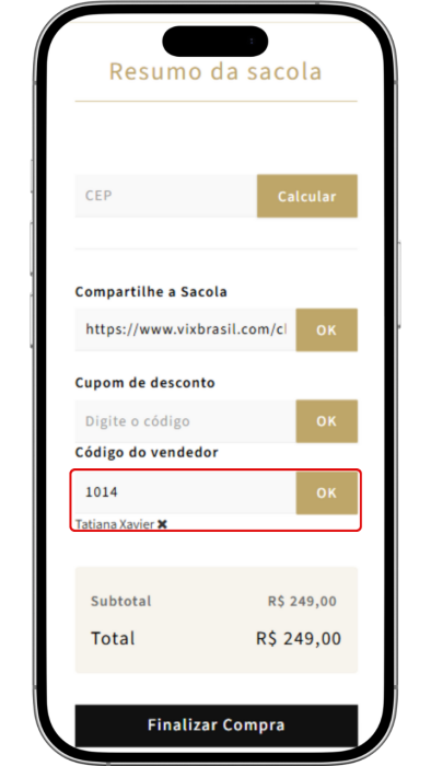 mockup de celular da loja